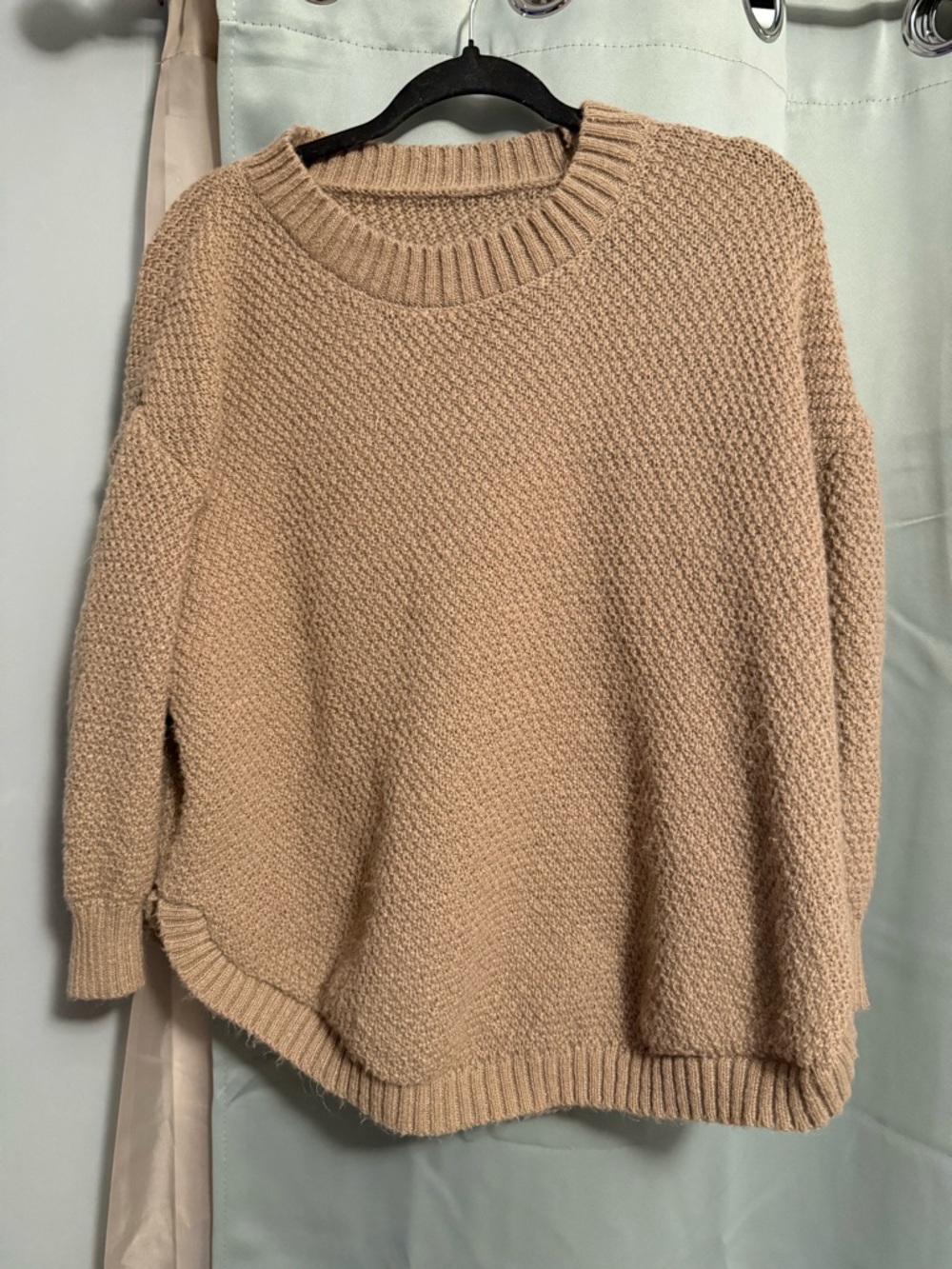 SHEIN Camel Textured Crewneck Sweater
